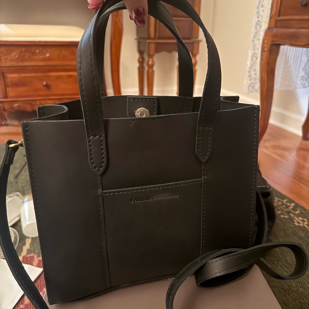 Portland Leather Black Tote Bag